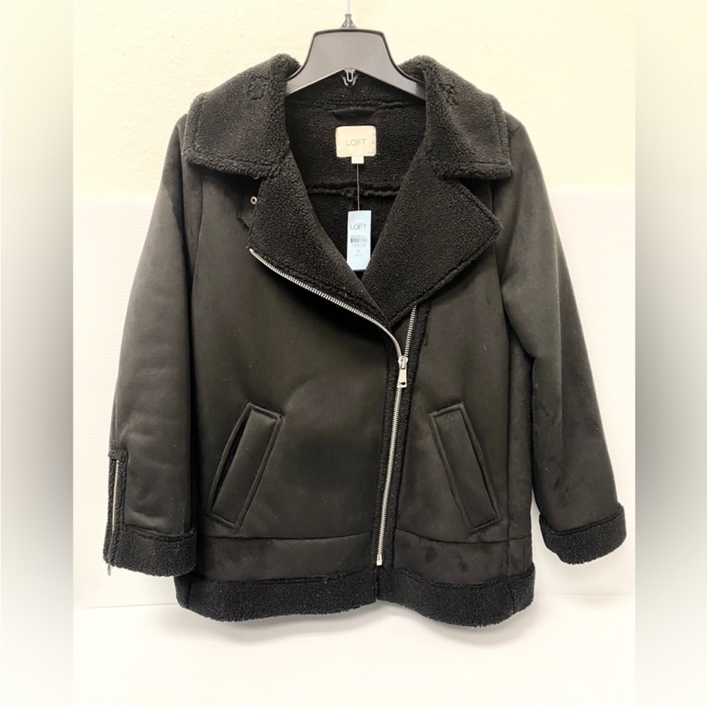 LOFT Black faux shearling moto inspired jacket - Picture 8 of 10